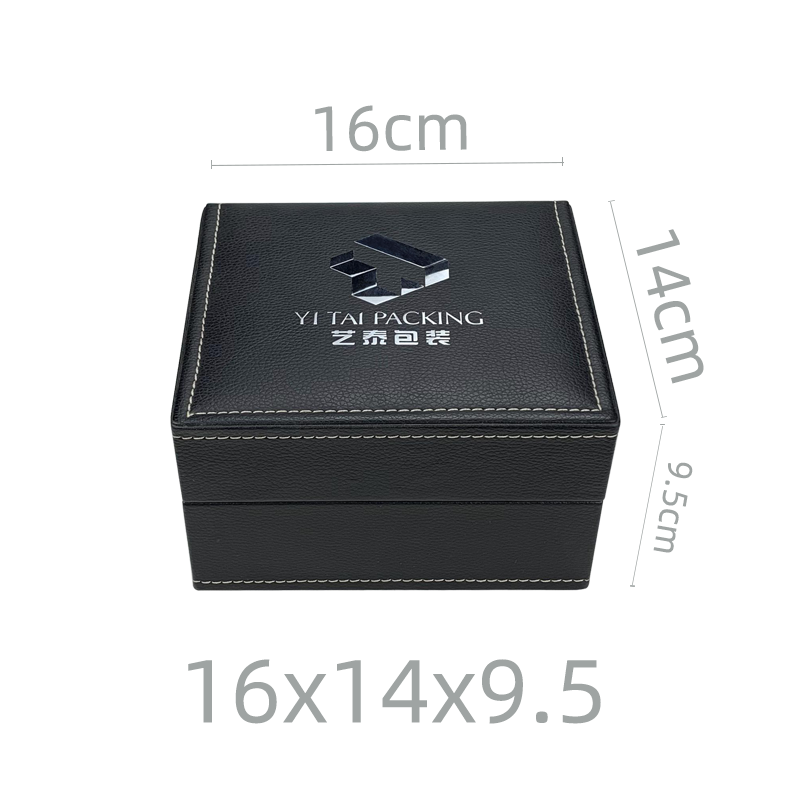 深蓝色PU皮翻盖手表盒